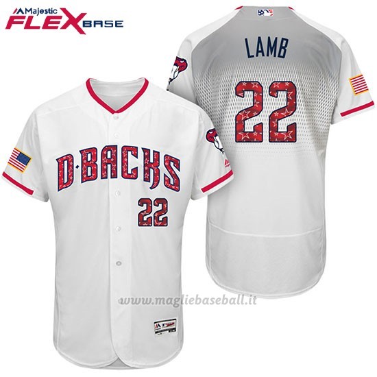 Maglia Baseball Uomo Arizona Diamondbacks 2017 Estrellas y Rayas 22 Jake Lamb Bianco Flex Base